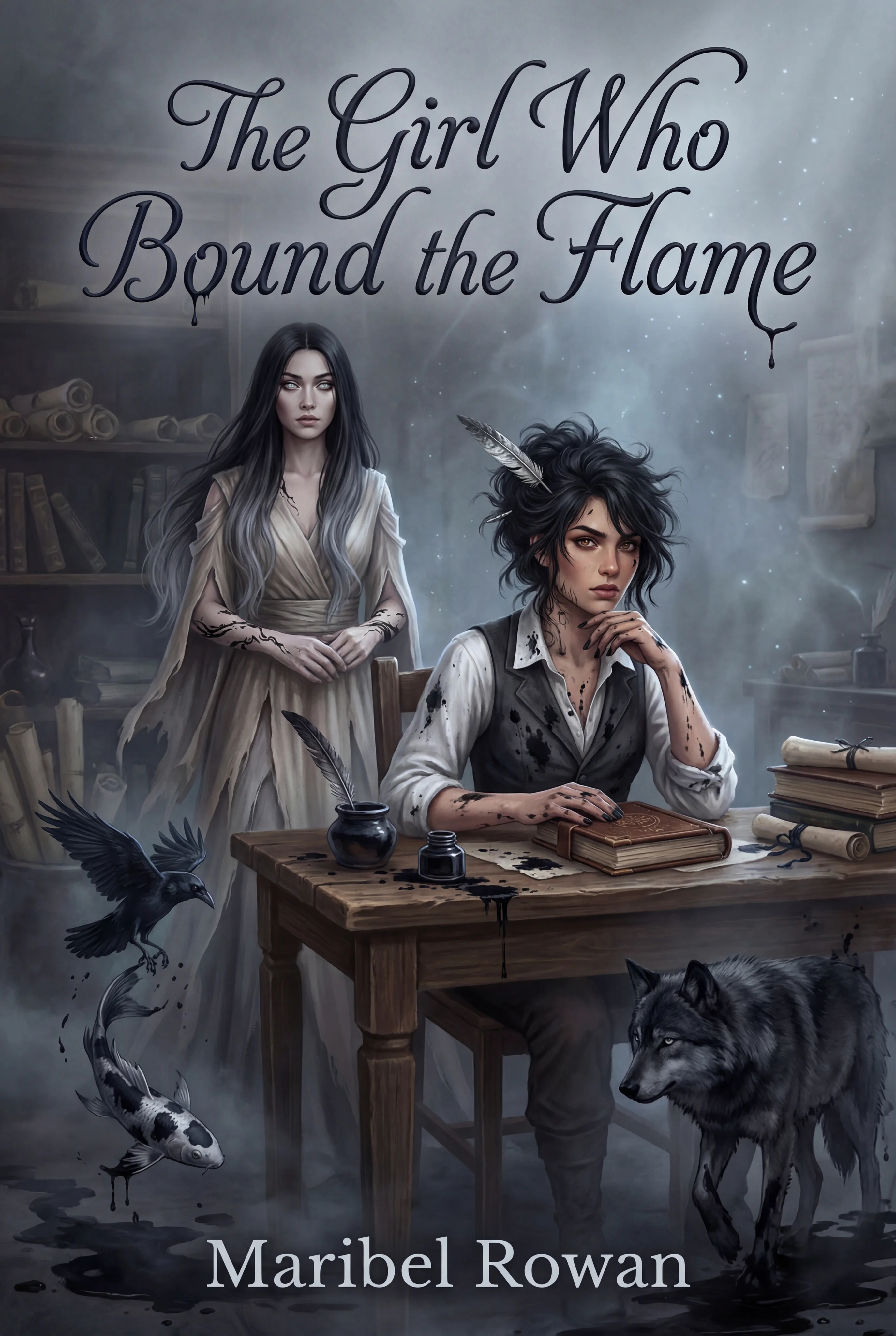 Book cover design with pencil art illustration showing fine details and delicate textures