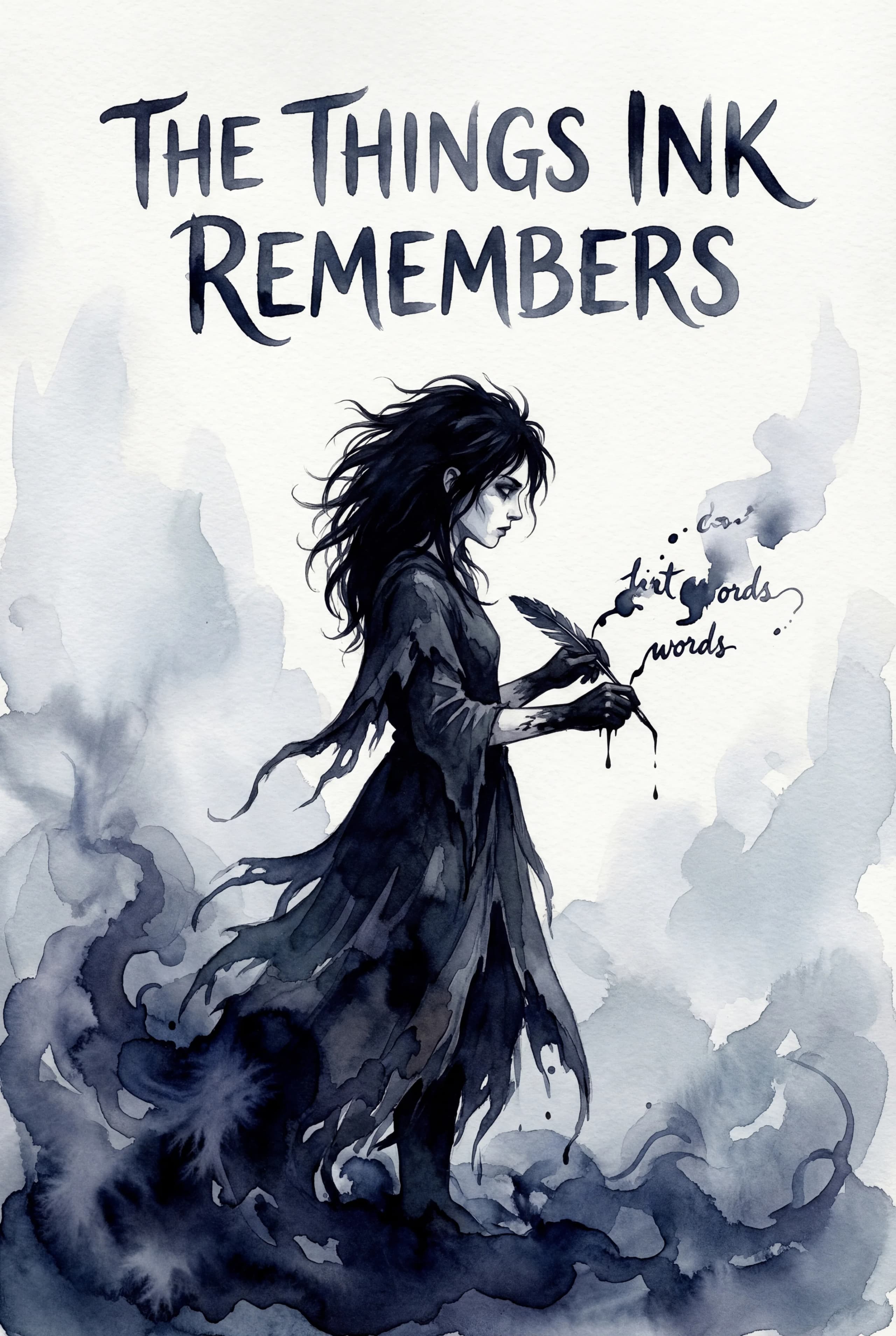 Book cover design with ink wash painting featuring monochromatic tones and expressive brushwork