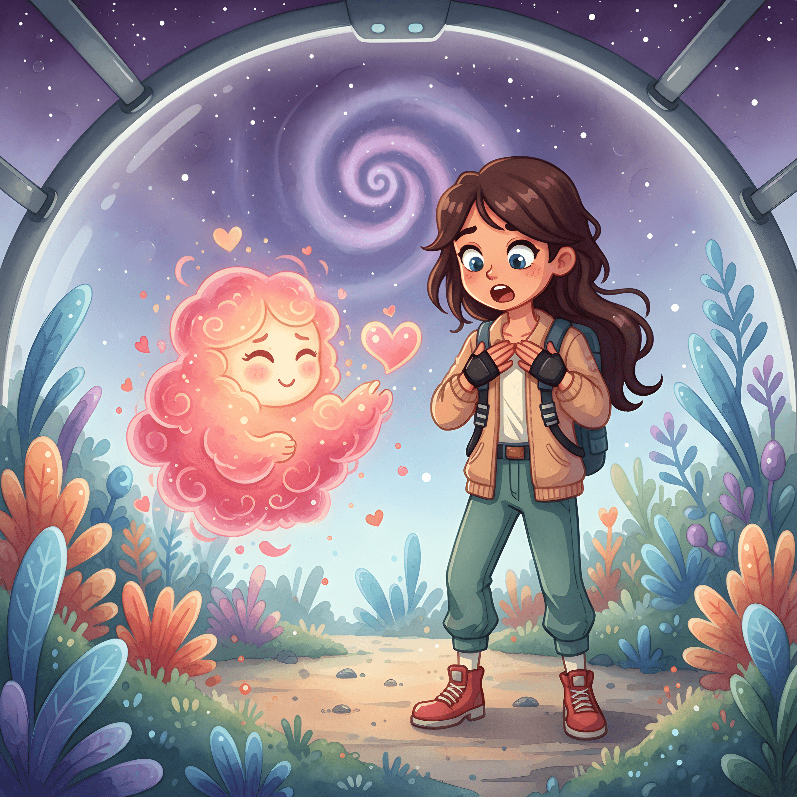 Professionelles Buchillustration-Beispiel mit dem Charakterdesign Kira Solace für Kindle-Bücher