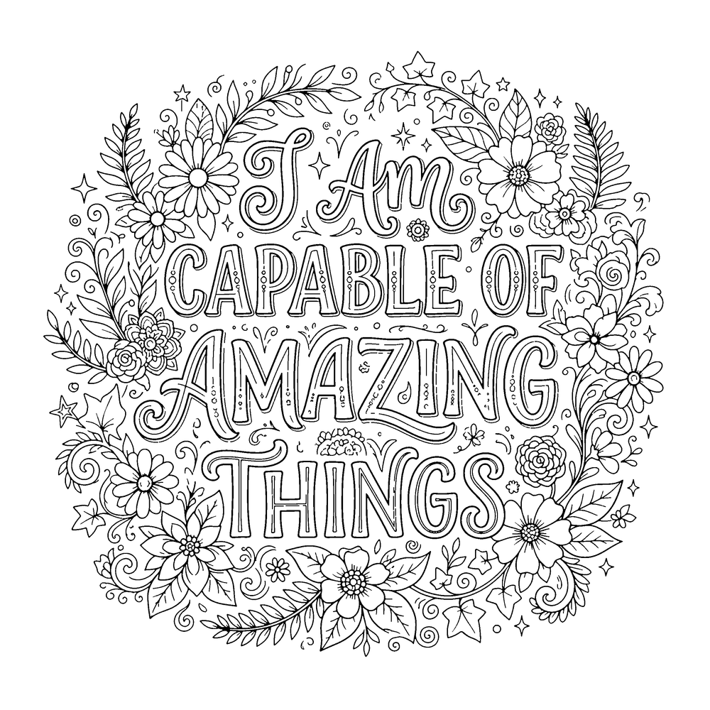 Affirmations style coloring page example