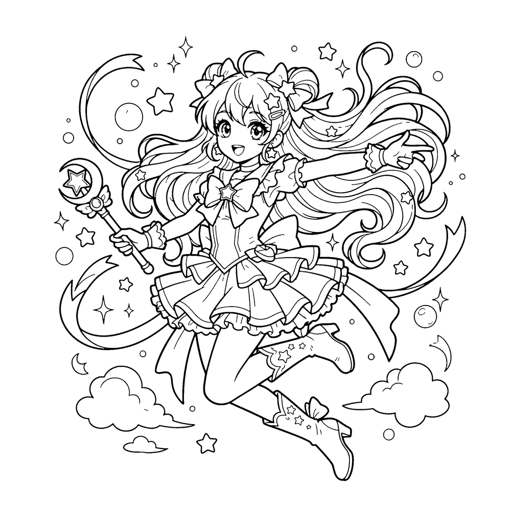 Anime / Manga style coloring page example