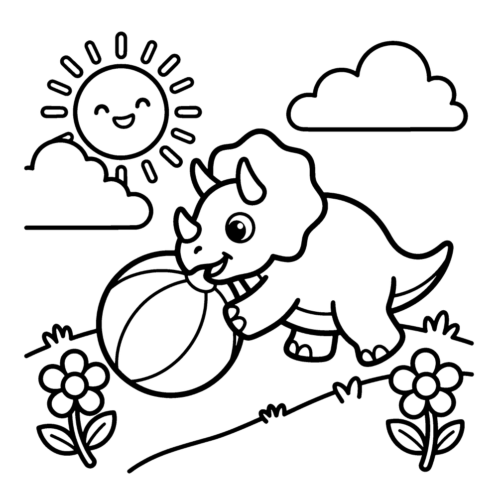 Bold and easy coloring page: chunky single subjects with heavy outlines