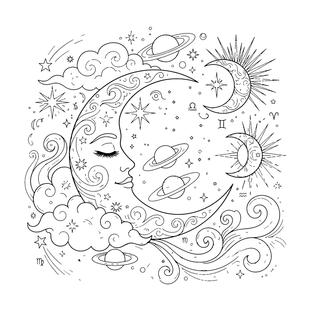 Celestial style coloring page example