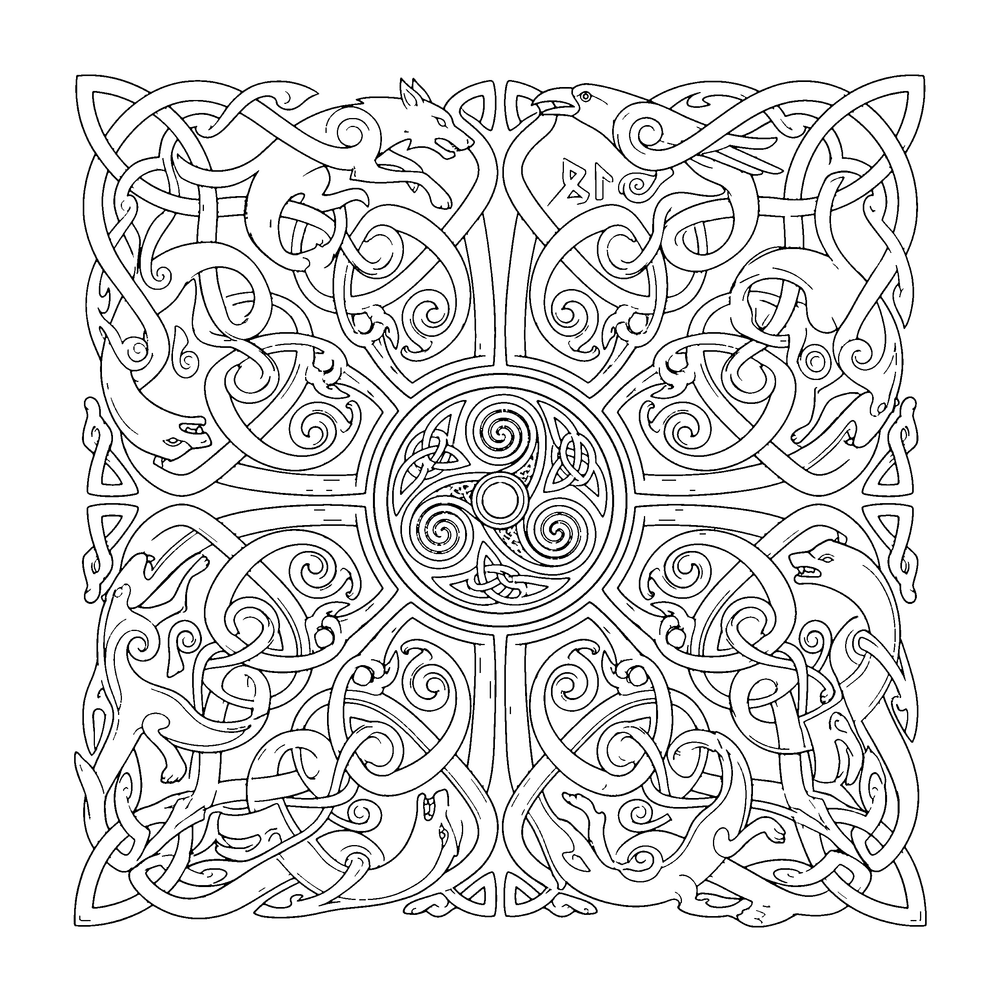 Celtic / Viking style coloring page example