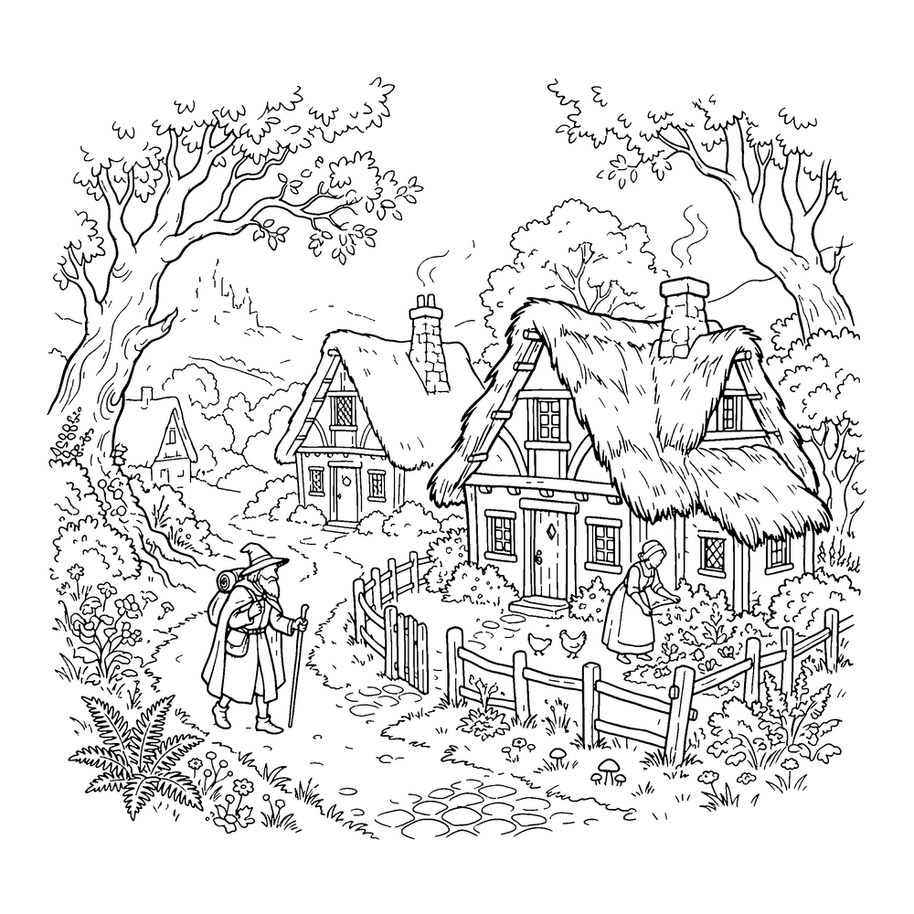 Fairy tale style coloring page example