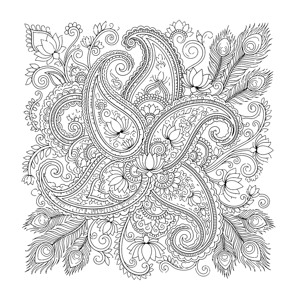 Henna / Mehndi style coloring page example