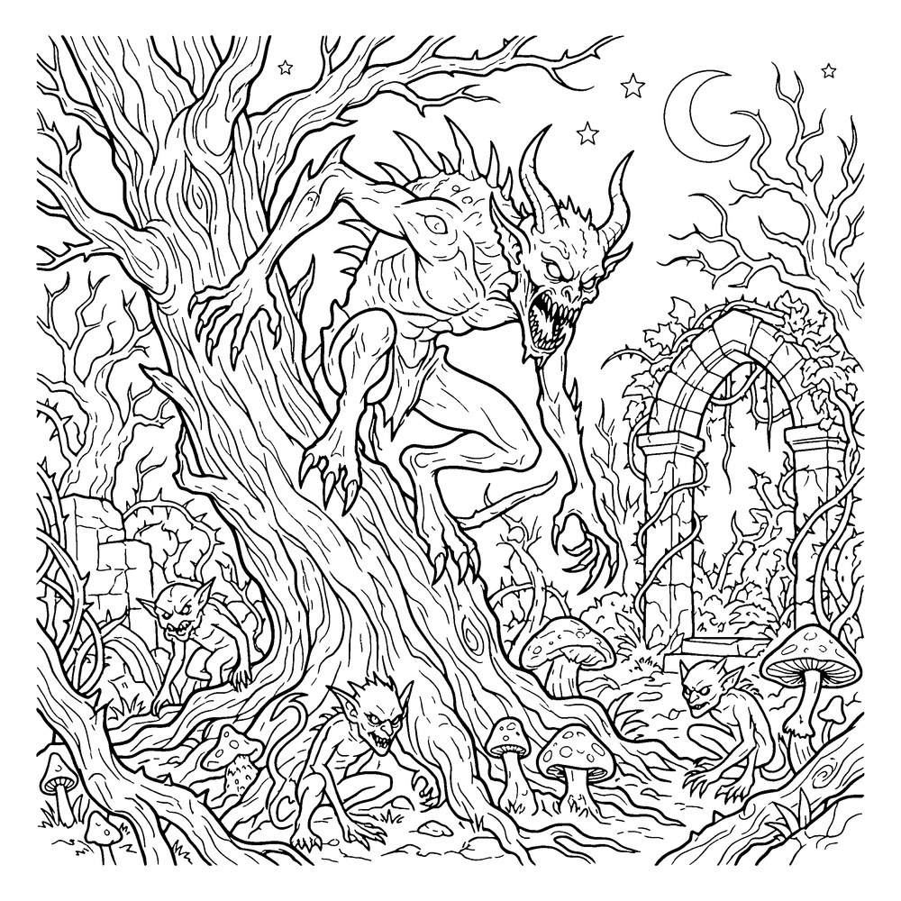 Horror / Macabre style coloring page example