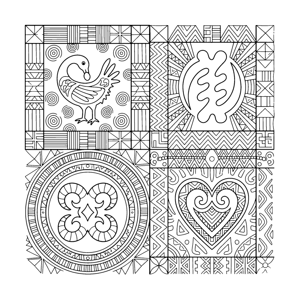 African Tribal Art style coloring page example