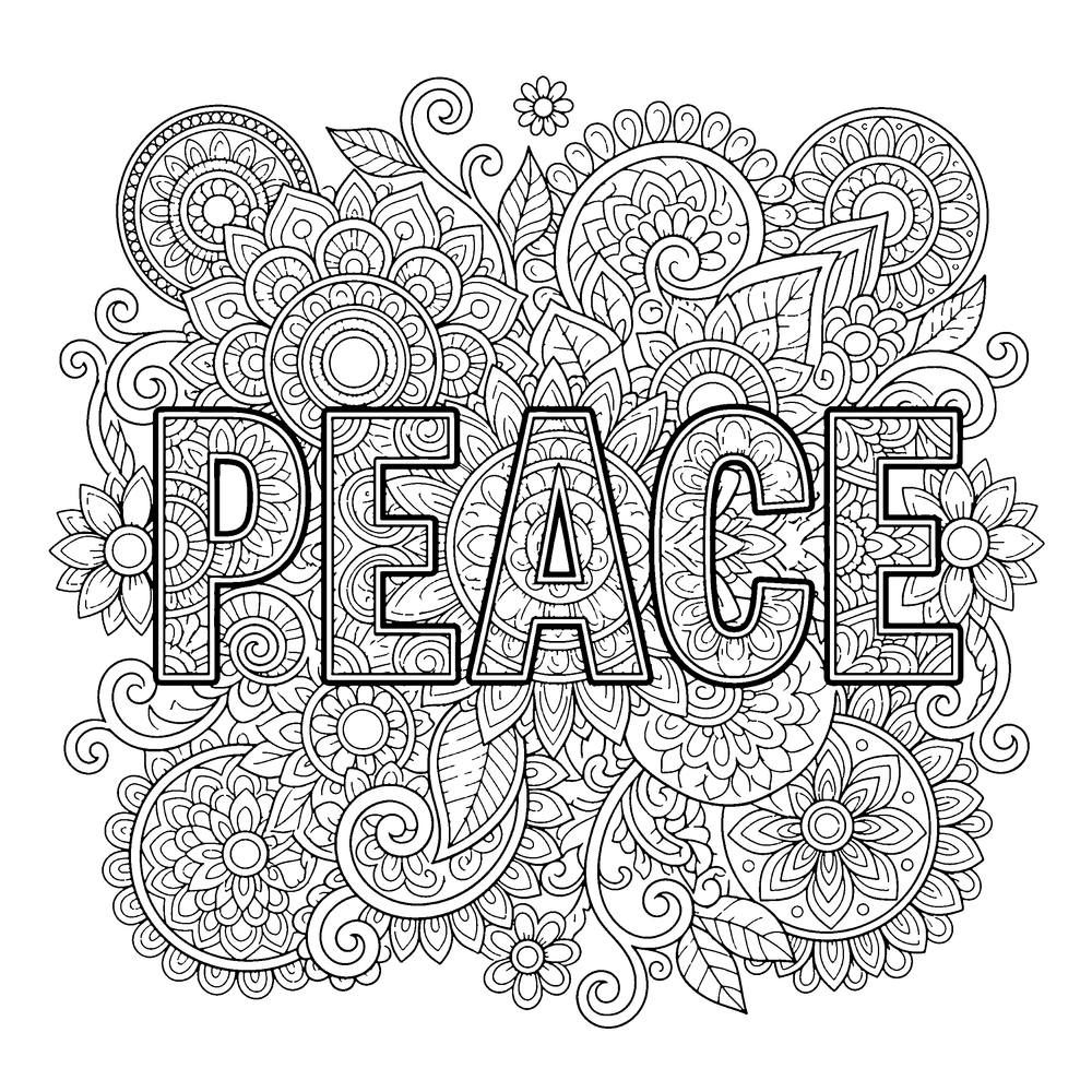 Typography art style coloring page example