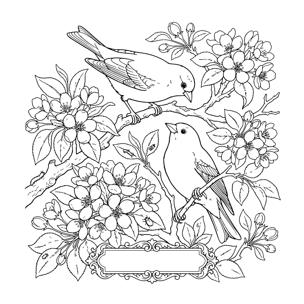 Vintage naturalist style coloring page example